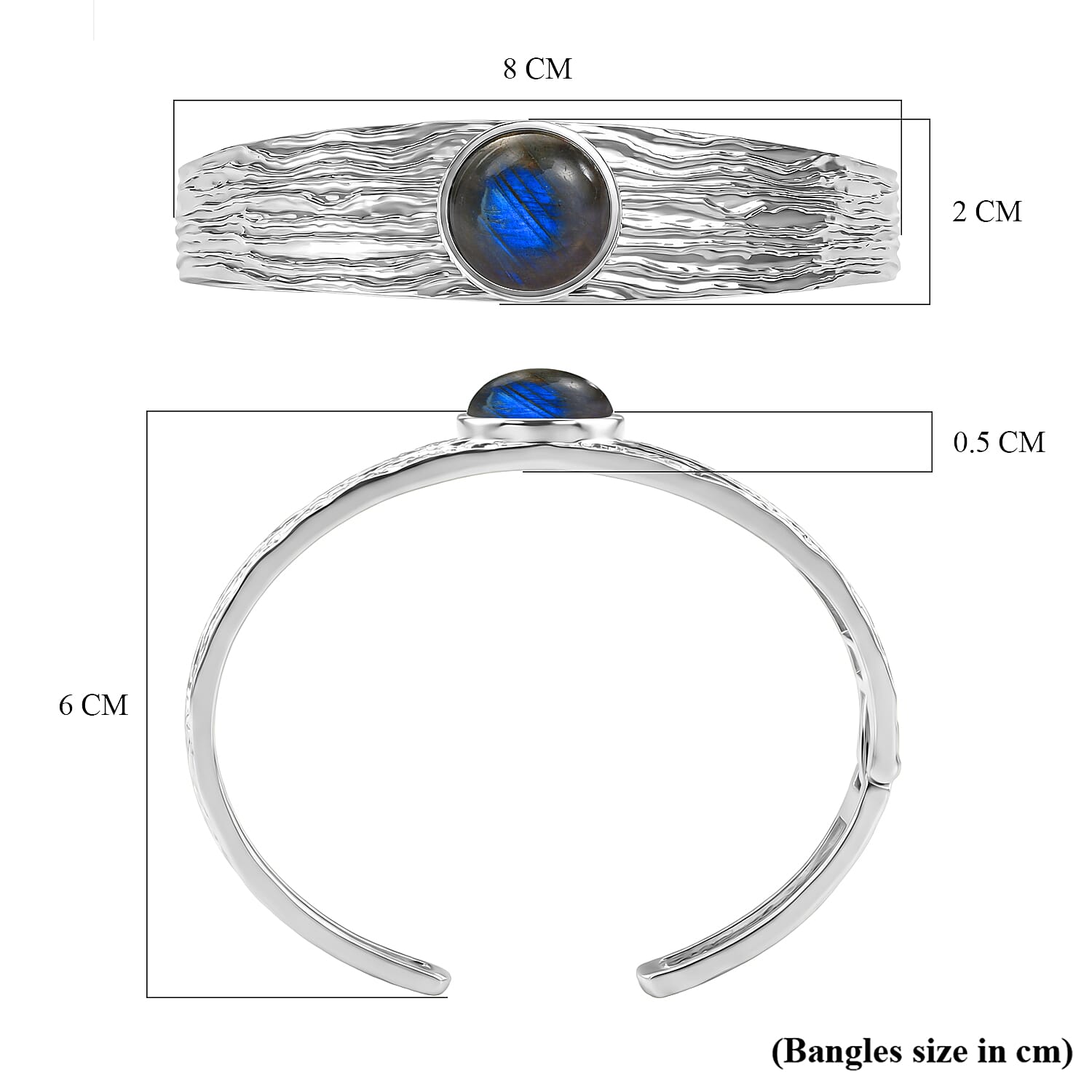 EverTrue Labradorite Cuff Bangle (Size - 7.5) 11.66 Ct. V32373747 6
