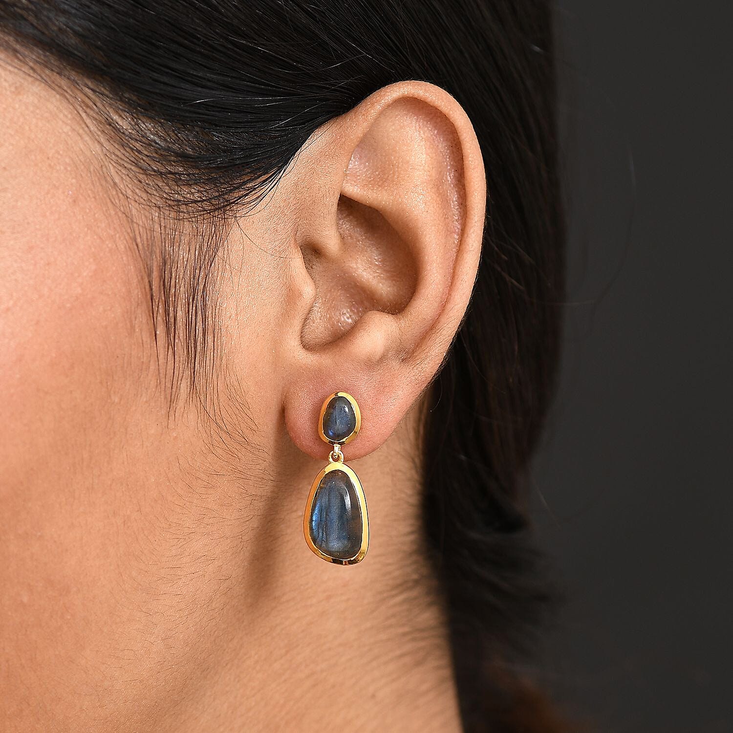 EverTrue Labradorite Dangling Earring in Yellow Gold Plated 10.41 Ct. 8261362 2
