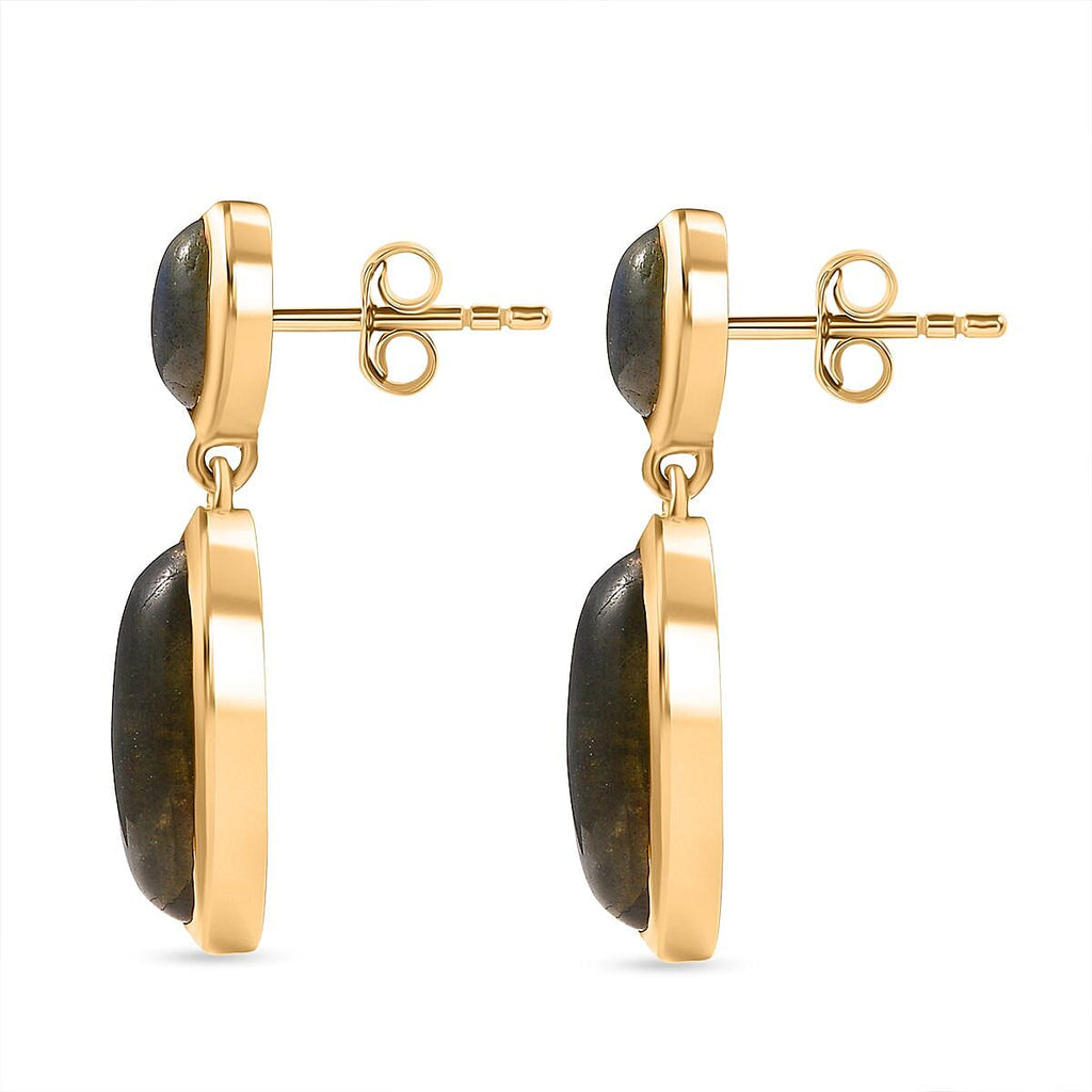 EverTrue Labradorite Dangling Earring in Yellow Gold Plated 10.41 Ct.