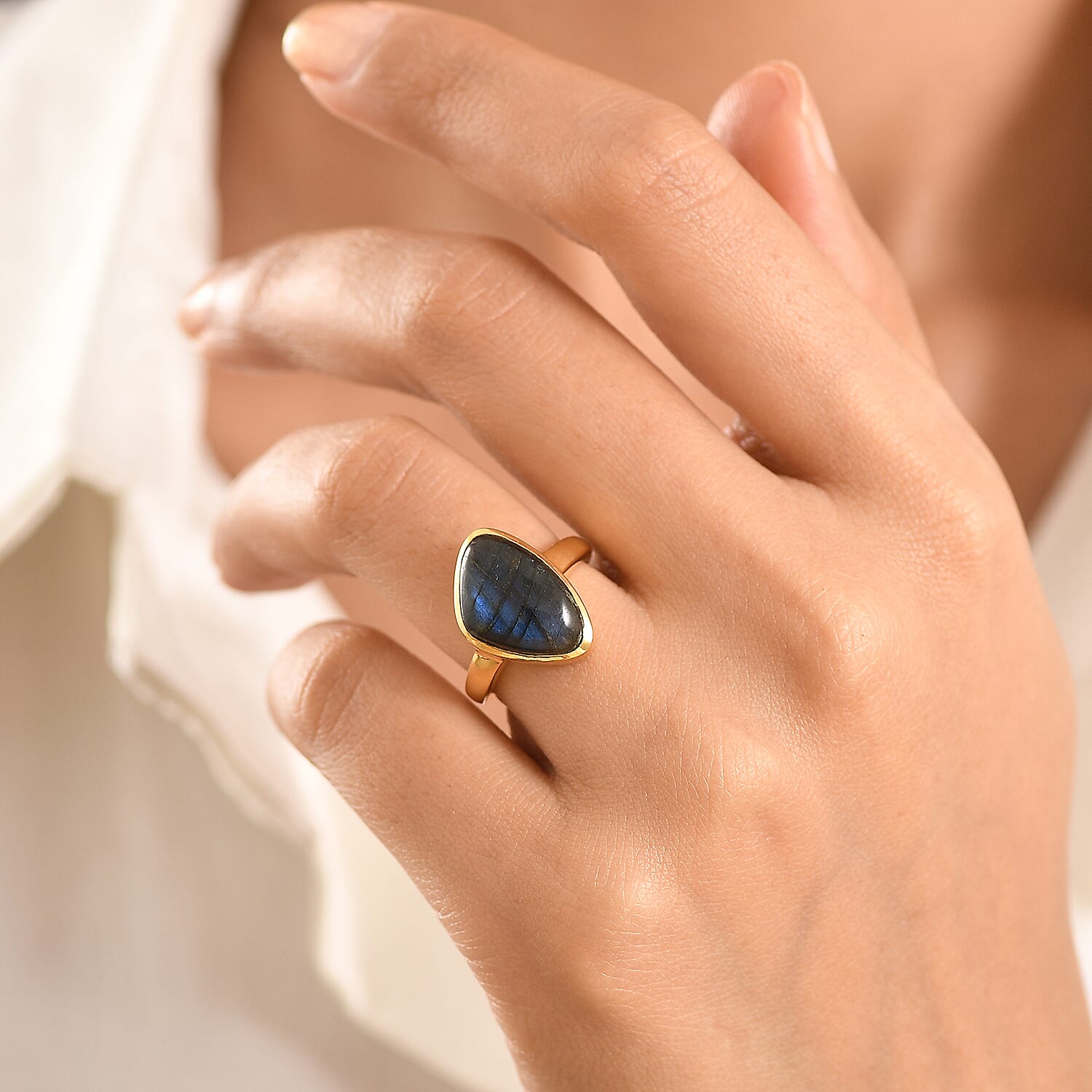 EverTrue Labradorite Fancy Ring Pure Yellow Brass  7.072  Ct. 8479455 2