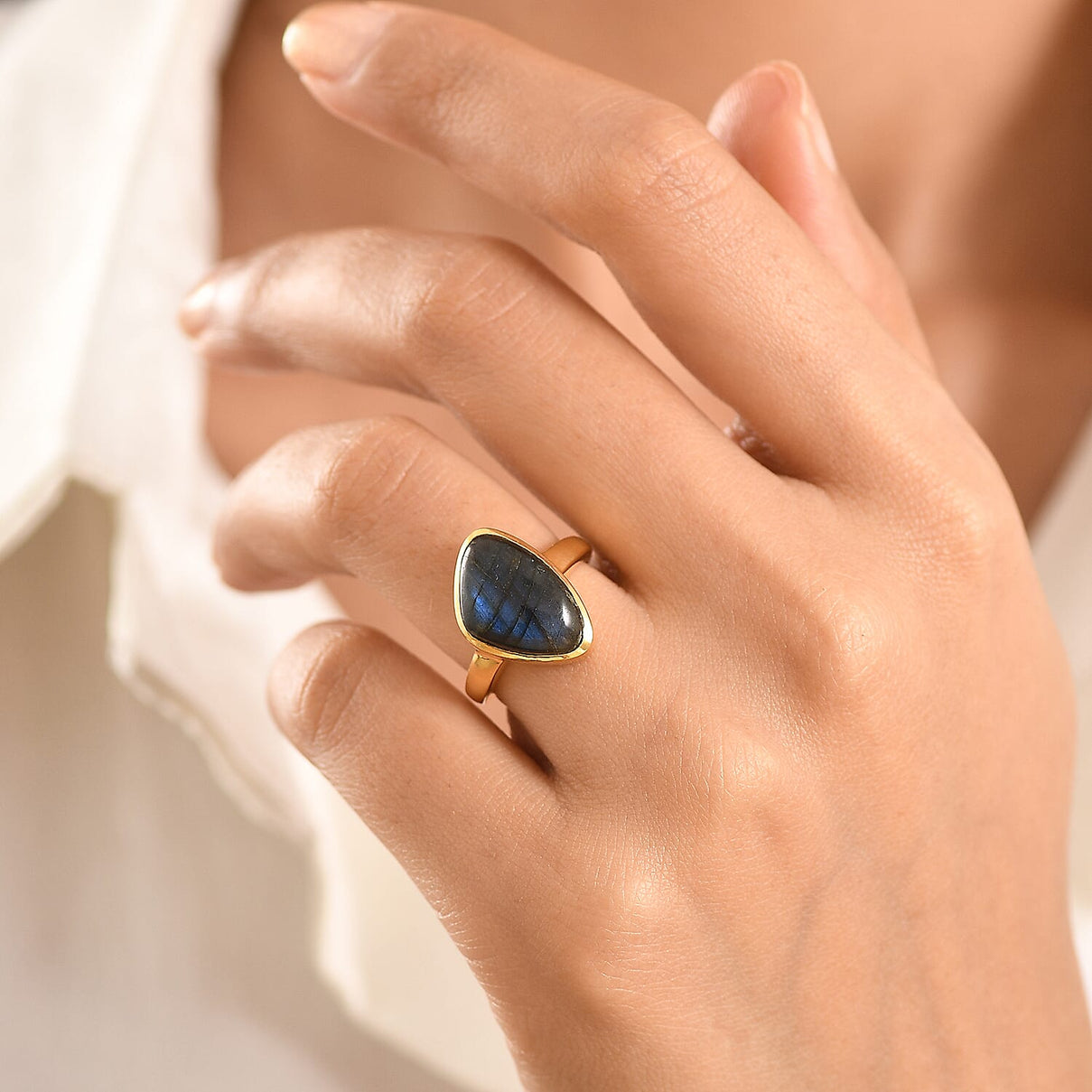 EverTrue Labradorite Fancy Ring Pure Yellow Brass  7.072  Ct. 8479456 2