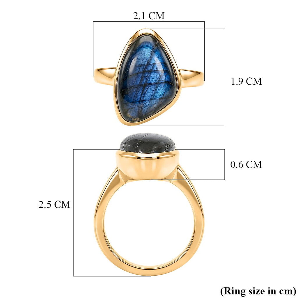 EverTrue Labradorite Fancy Ring Pure Yellow Brass  7.072  Ct.