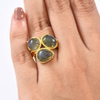 EverTrue Labradorite Ring in Yellow Gold Plated 7.37 Ct.