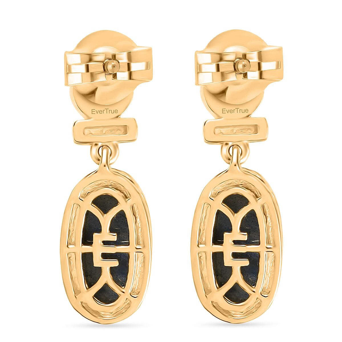 EverTrue Labradorite &amp; Lagoon Turquoise Stud Push Post Earring in Yellow Gold Plated 5.12 Ct. 8261333 4