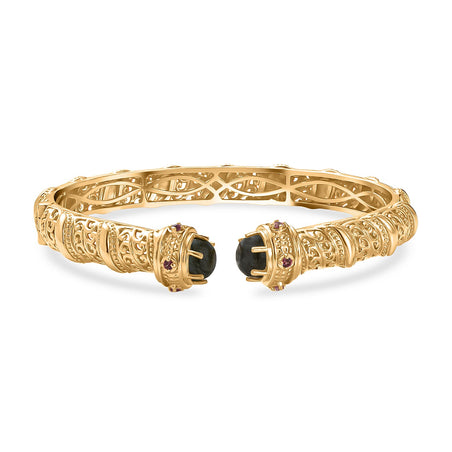 EverTrue Labradorite, Orissa Rose Garnet Cuff Bangle (Size - 7.5) in Yellow Gold Plated 5.25 Ct. 8242591 1