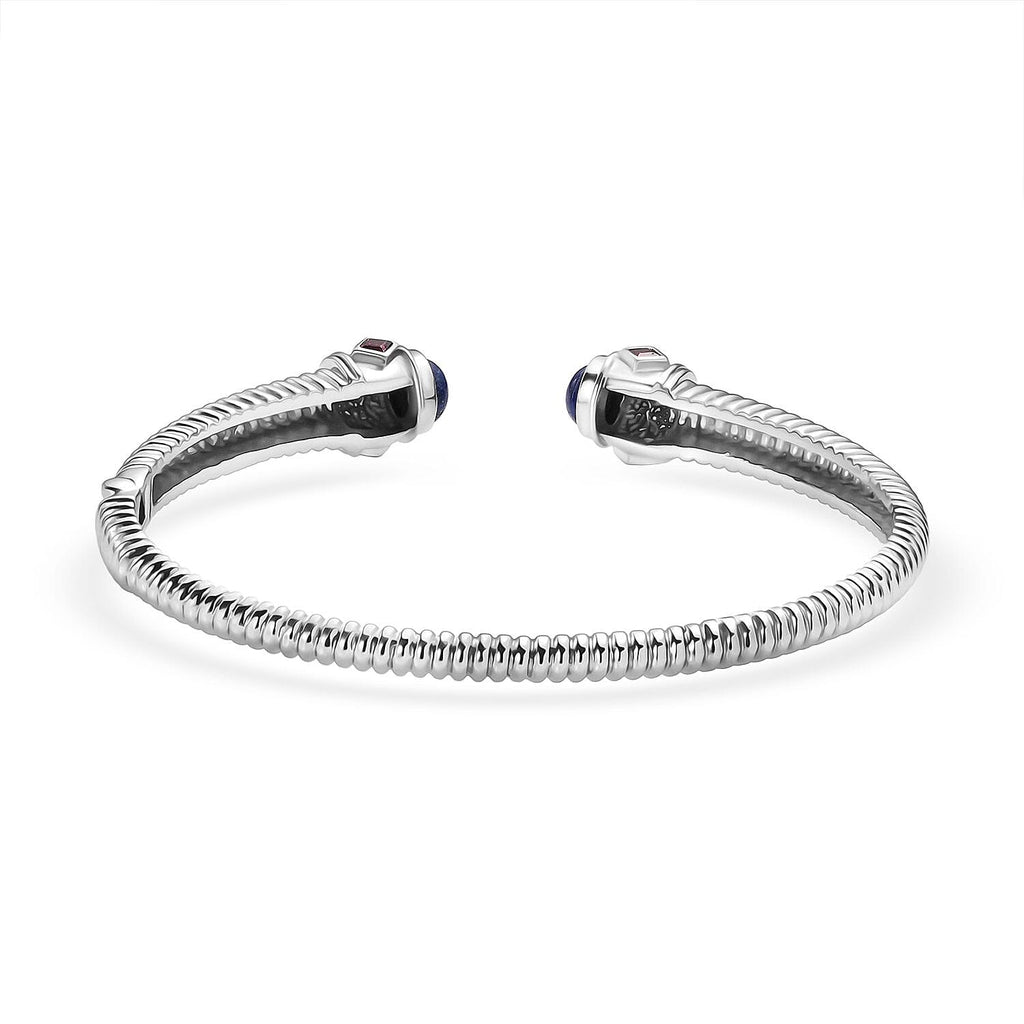 EverTrue Labradorite & Rhodolite Garnet Full Bangle (Size 7.5) 4.26 Ct.