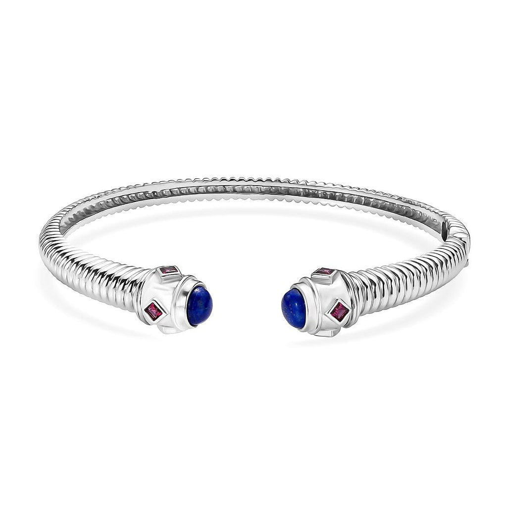 EverTrue Labradorite & Rhodolite Garnet Full Bangle (Size 7.5) 4.26 Ct.