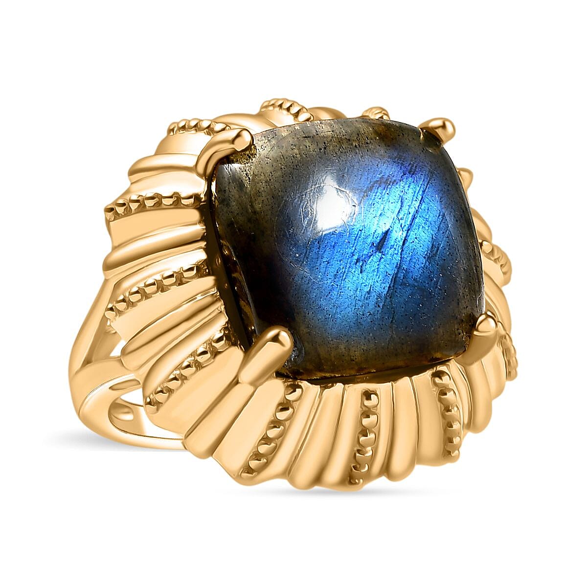 EverTrue Labradorite Solitaire Ring in Yellow Gold Plated 12.06 Ct. 8264694 0