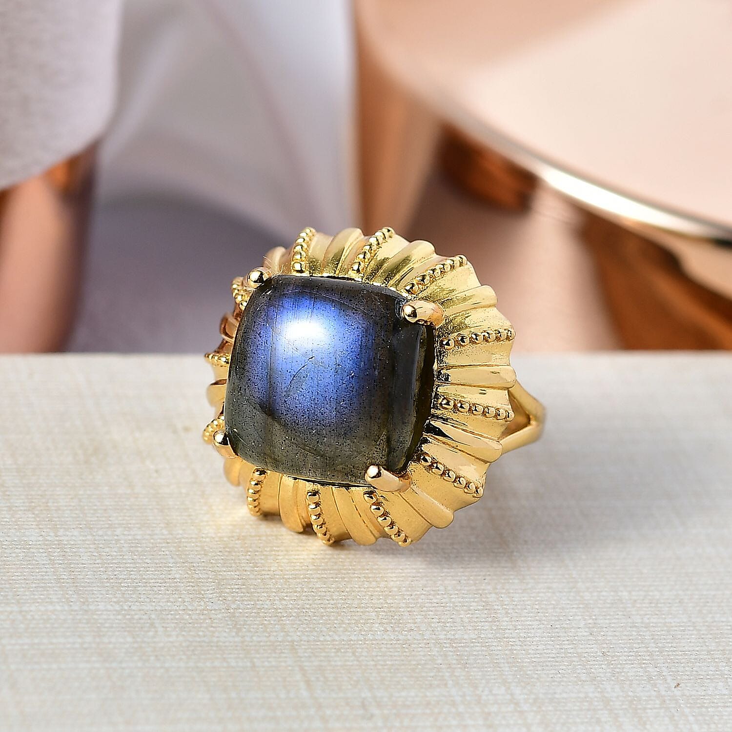 EverTrue Labradorite Solitaire Ring in Yellow Gold Plated 12.06 Ct. 8264694 2