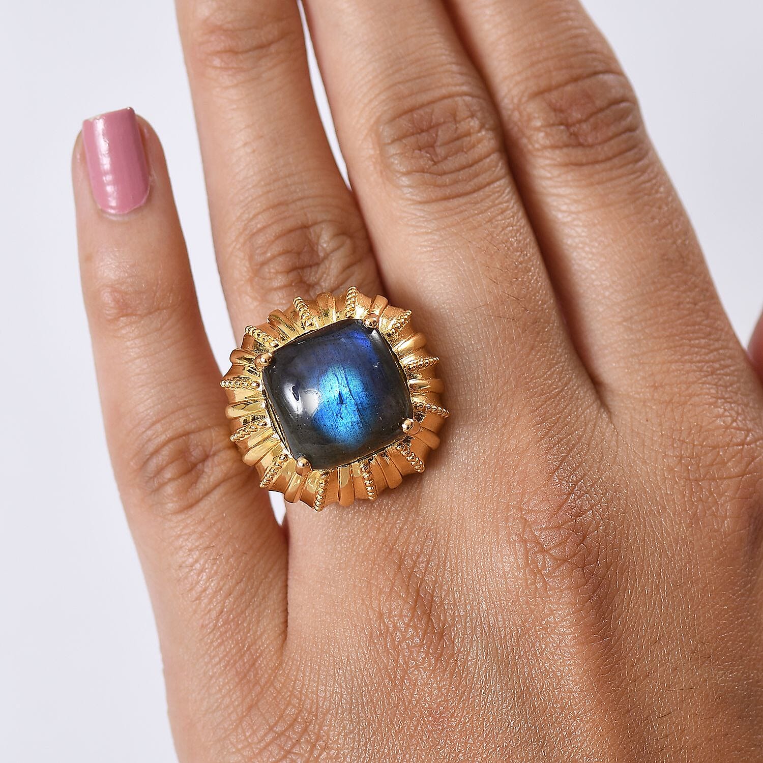EverTrue Labradorite Solitaire Ring in Yellow Gold Plated 12.06 Ct. 8264694 3