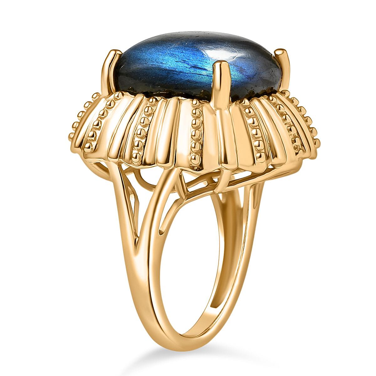 EverTrue Labradorite Solitaire Ring in Yellow Gold Plated 12.06 Ct. 8264694 4