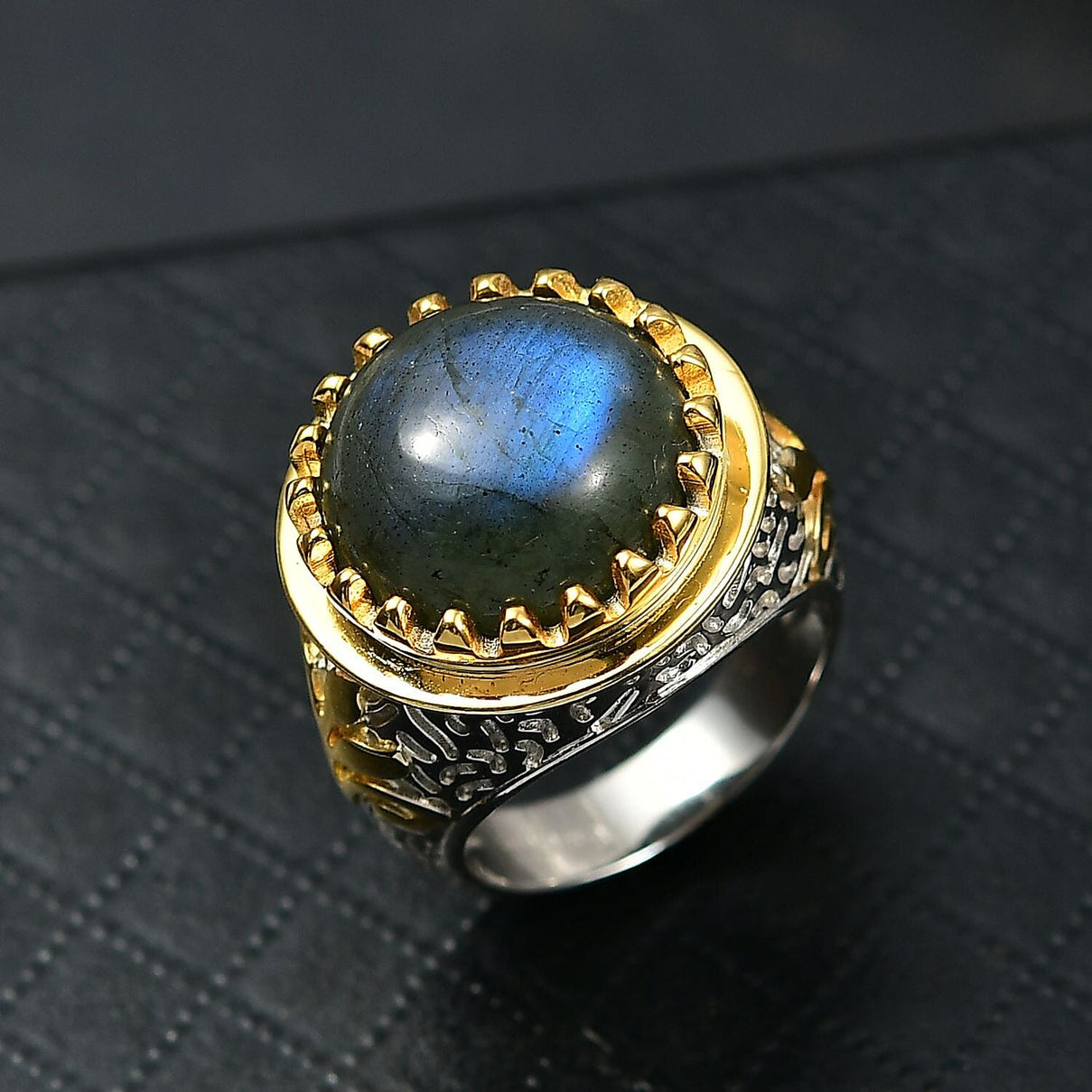 EverTrue Labradorite Solitaire Ring in Yellow Gold Plated 9.72 Ct. 8261270 2