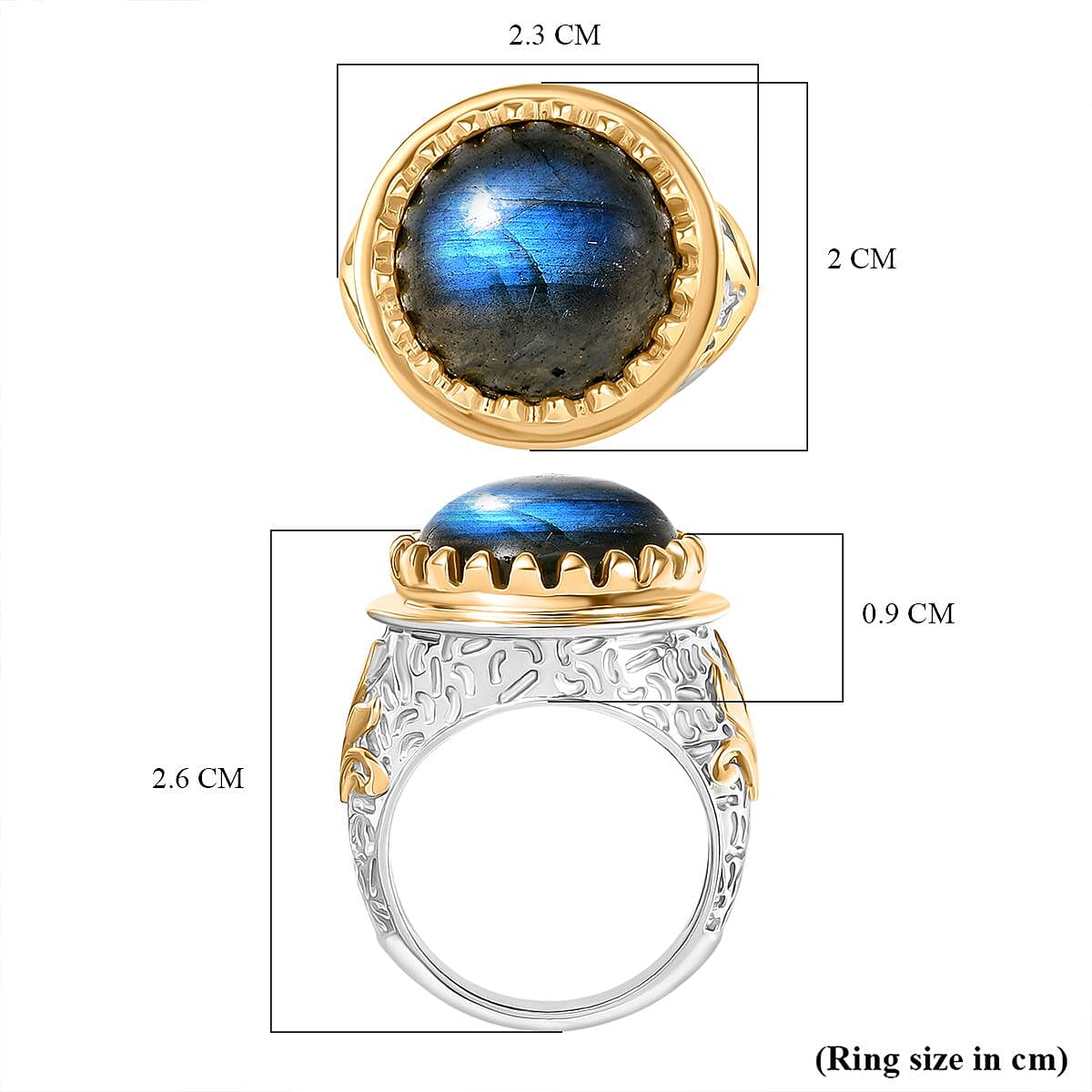EverTrue Labradorite Solitaire Ring in Yellow Gold Plated 9.72 Ct. 8261270 6