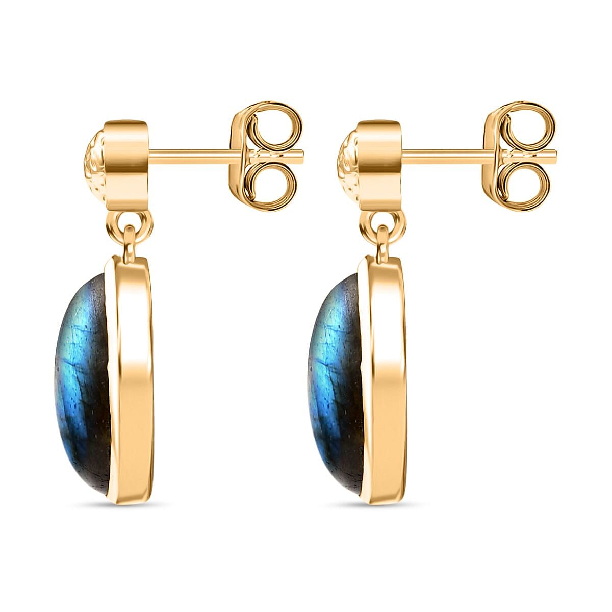 EverTrue Labradorite Solitaire Stud Push Post Earring in Yellow Gold Plated 10.52 Ct. 8261414 3