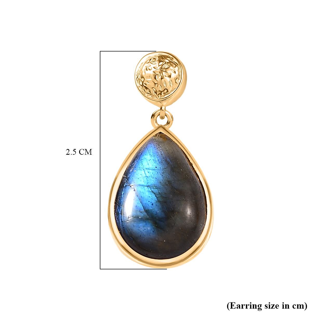 EverTrue Labradorite Solitaire Stud Push Post Earring in Yellow Gold Plated 10.52 Ct. 8261414 4