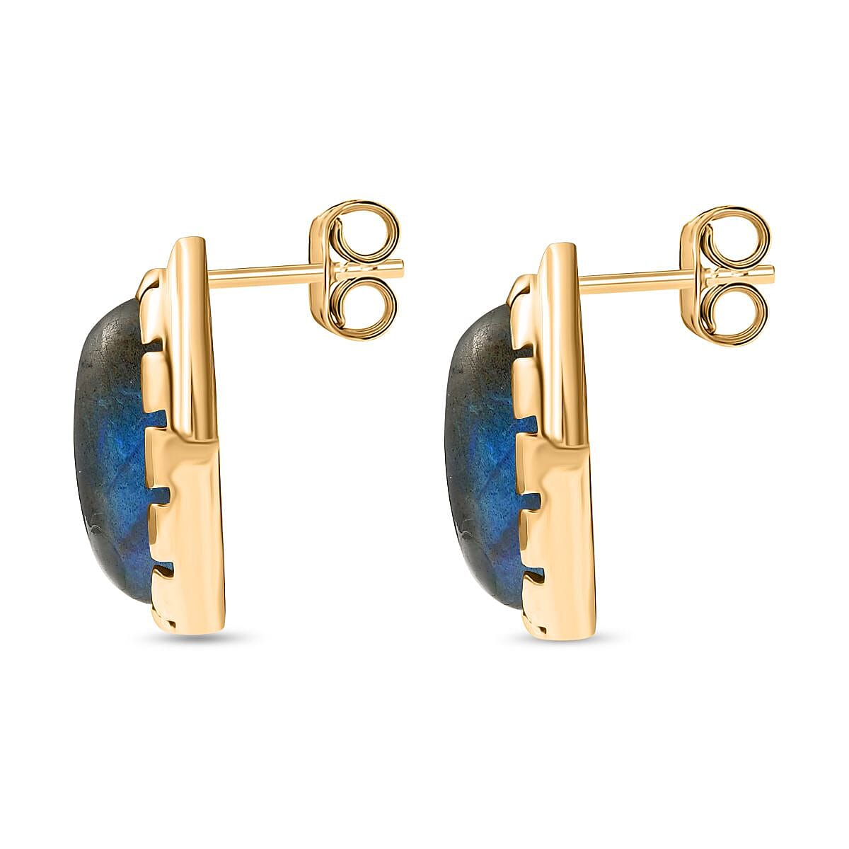 EverTrue Labradorite Solitaire Stud Push Post Earring in Yellow Gold Plated 7.56 Ct. 8262734 4