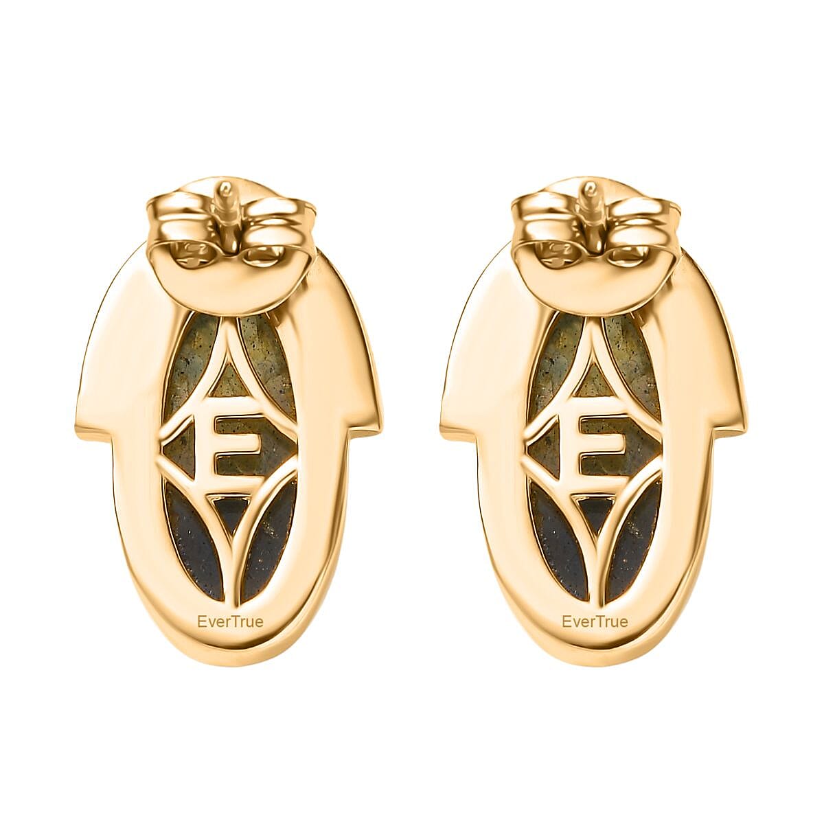 EverTrue Labradorite Solitaire Stud Push Post Earring in Yellow Gold Plated 7.56 Ct. 8262734 5