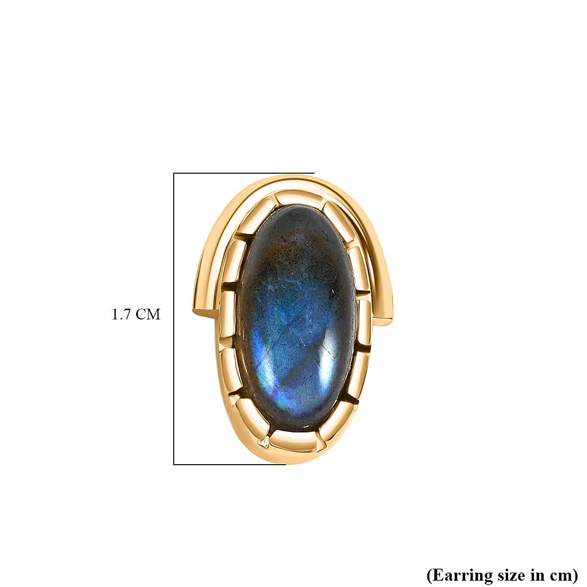 EverTrue Labradorite Solitaire Stud Push Post Earring in Yellow Gold Plated 7.56 Ct. 8262734 6