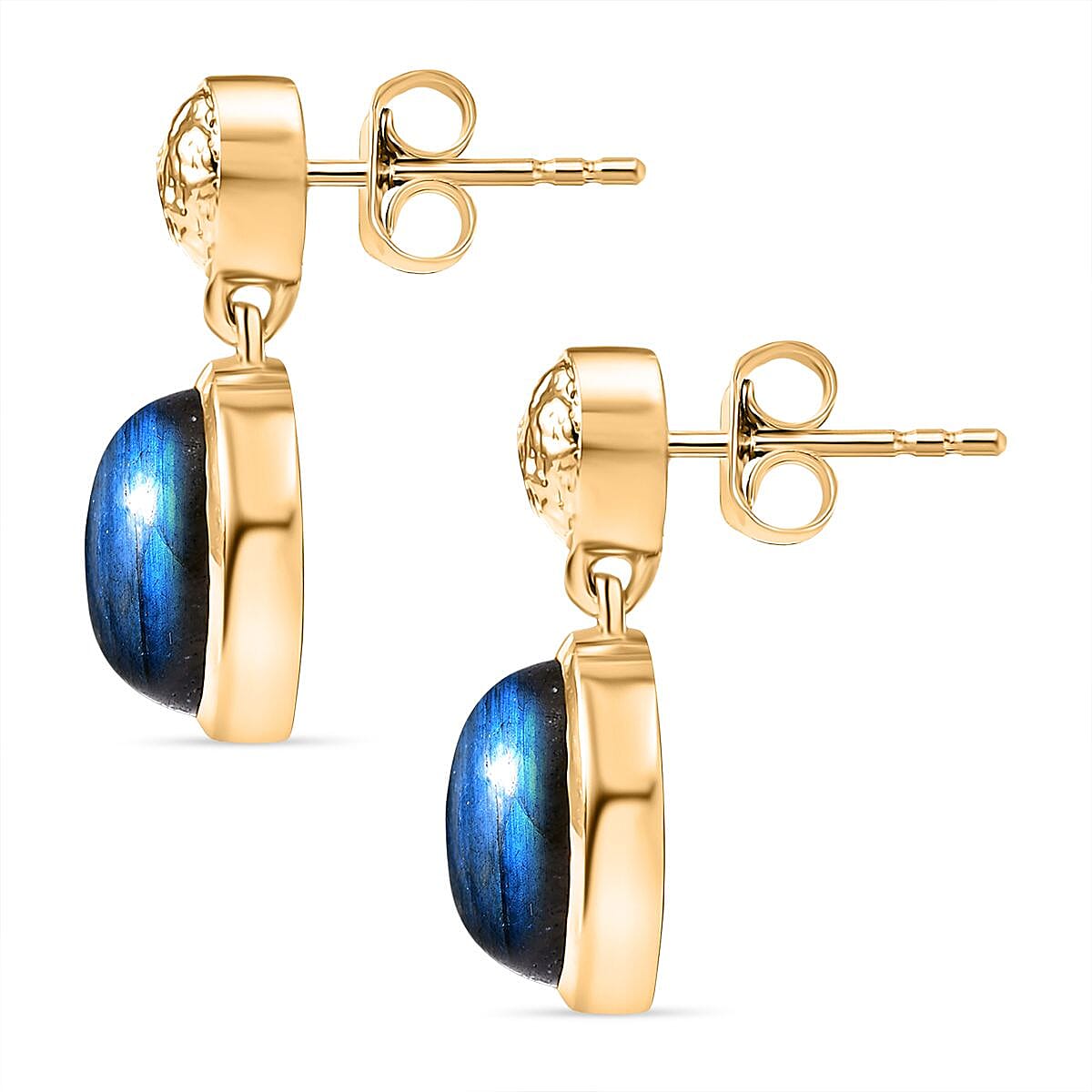 EverTrue Labradorite Solitaire Stud Push Post Earring in Yellow Gold Plated 8.35 Ct. 8262737 3