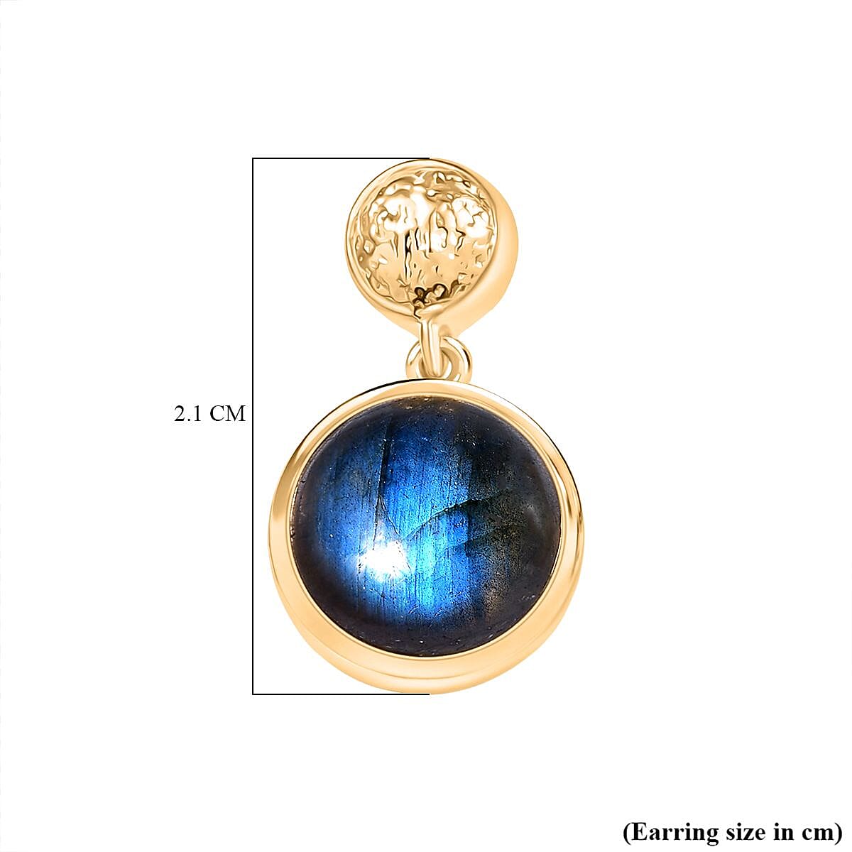 EverTrue Labradorite Solitaire Stud Push Post Earring in Yellow Gold Plated 8.35 Ct. 8262737 5