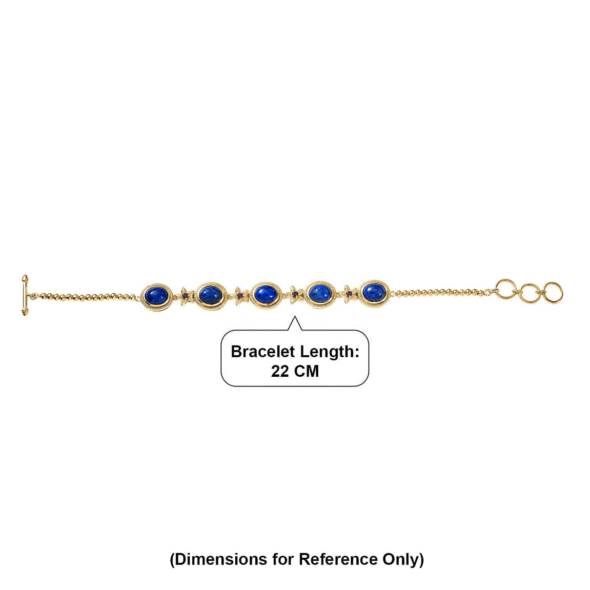 Lapis Lagoon &amp; African Amethyst Cluster Bracelet (Size - 7.5) with Tongle Lock in Yellow Gold Tone 12.50 Ct. 8300246 5