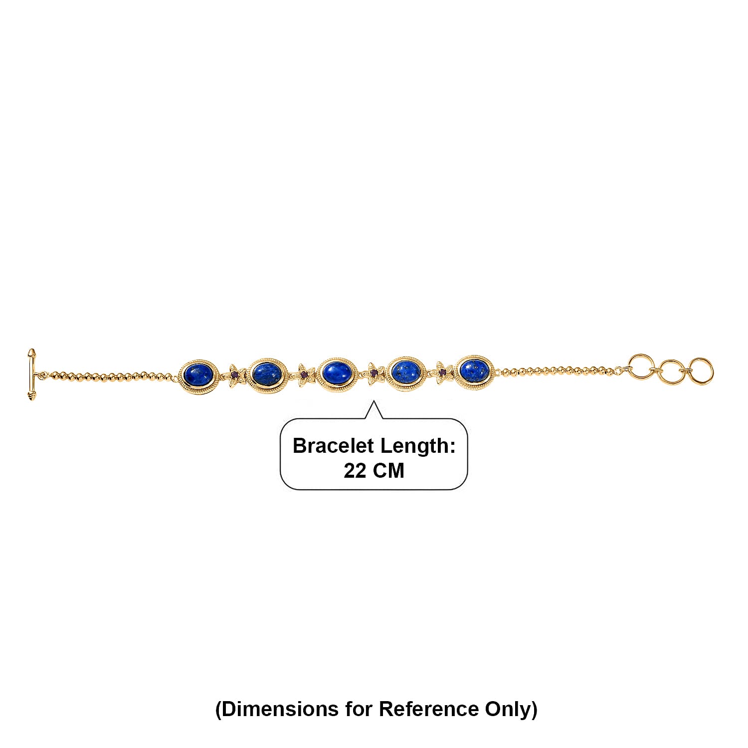Lapis Lagoon &amp; African Amethyst Cluster Bracelet (Size - 7.5) with Tongle Lock in Yellow Gold Tone 12.50 Ct. 8300246 5