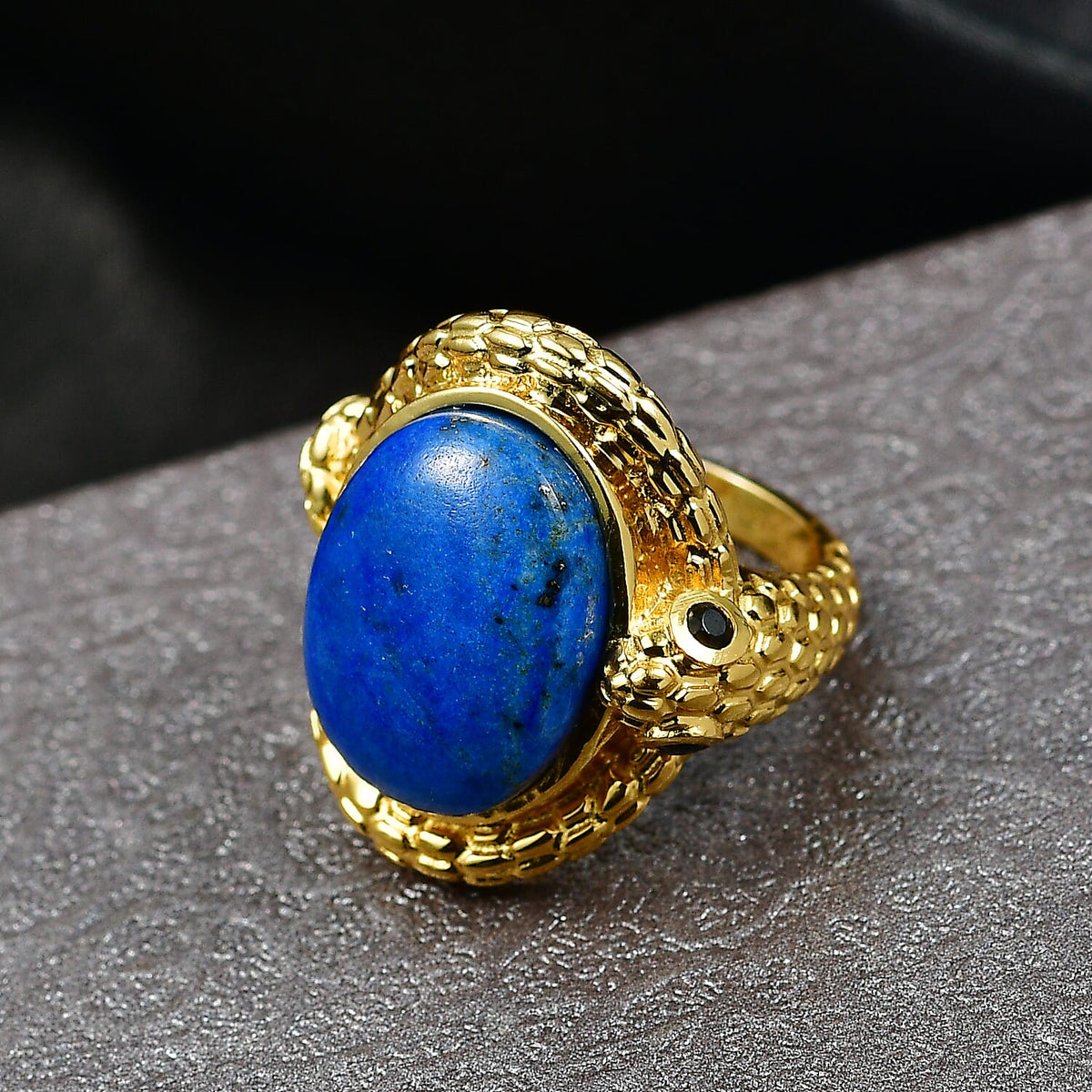 Lapis Lagoon, Black Spinel Living Creature Ring in Yellow Gold Tone 11.56 Ct. 8299839 2