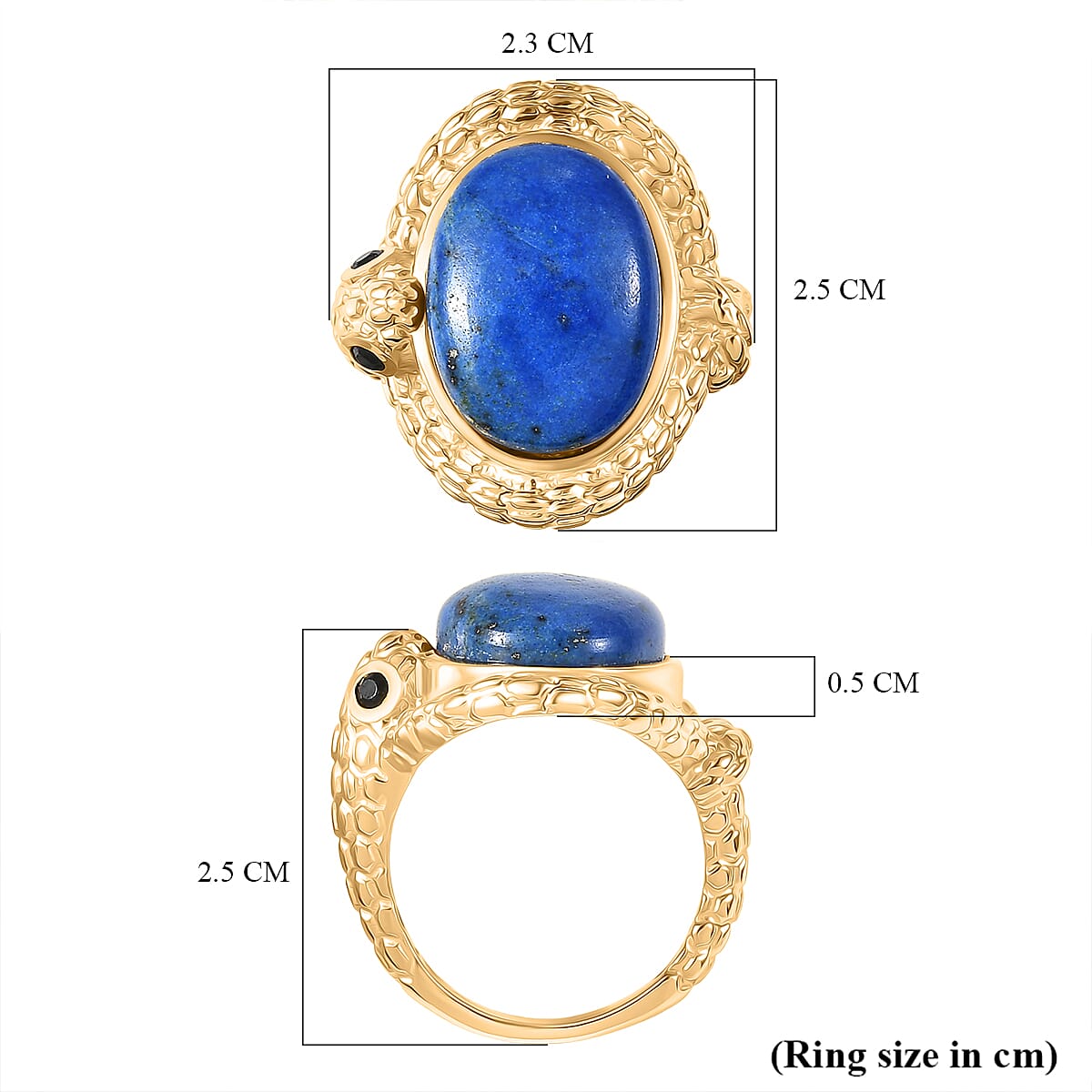 Lapis Lagoon, Black Spinel Living Creature Ring in Yellow Gold Tone 11.56 Ct. 8299839 6