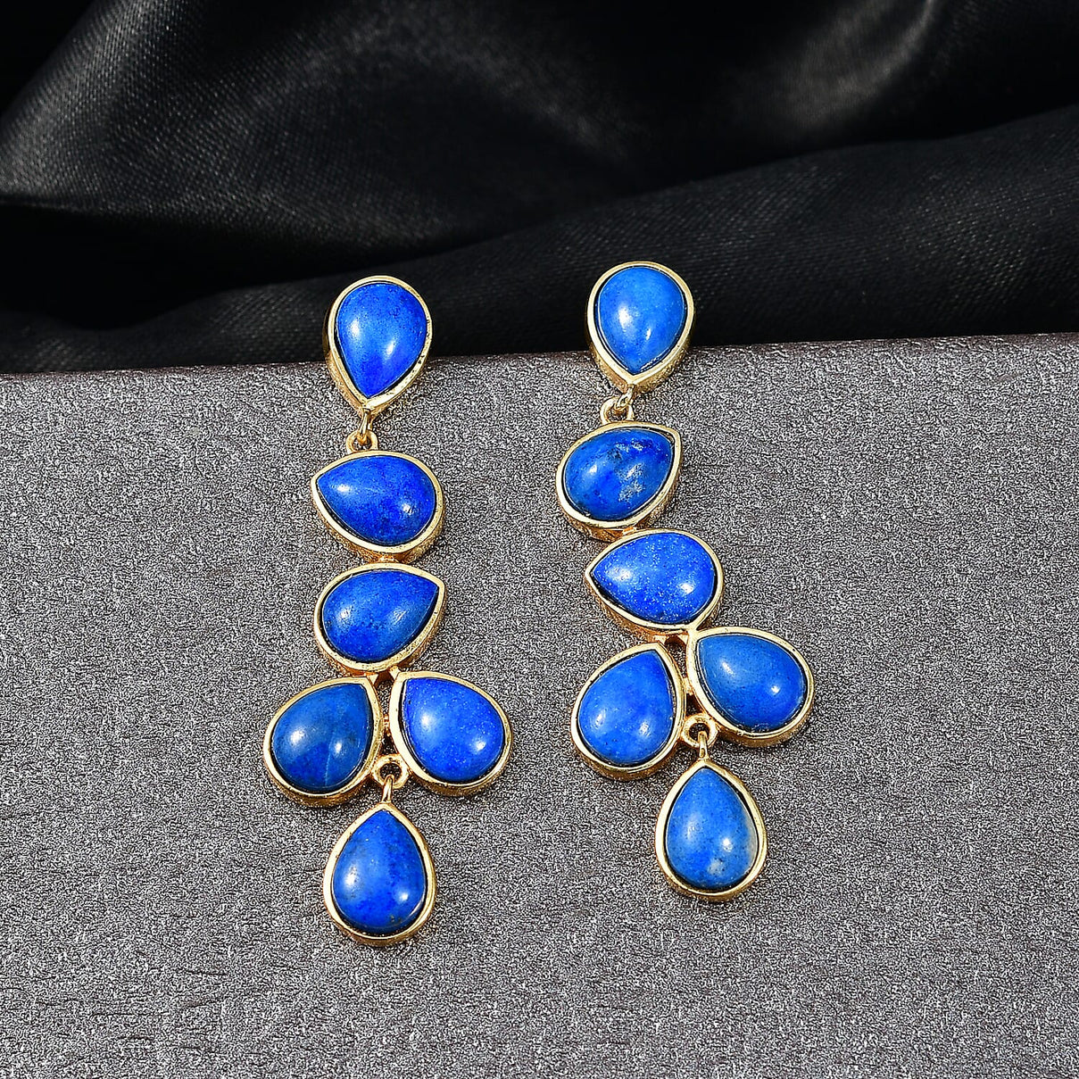 Lapis Lagoon Cluster Earring in Yellow Gold Tone 18.14 Ct. 8299681 2