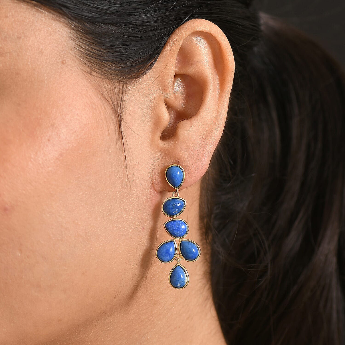 Lapis Lagoon Cluster Earring in Yellow Gold Tone 18.14 Ct. 8299681 3