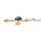 Lapis Lagoon Cross Pendant with Chain (Size - 20) in Yellow Gold Tone 7.17 Ct.