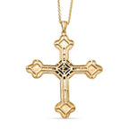 Lapis Lagoon Cross Pendant with Chain (Size - 20) in Yellow Gold Tone 7.17 Ct.