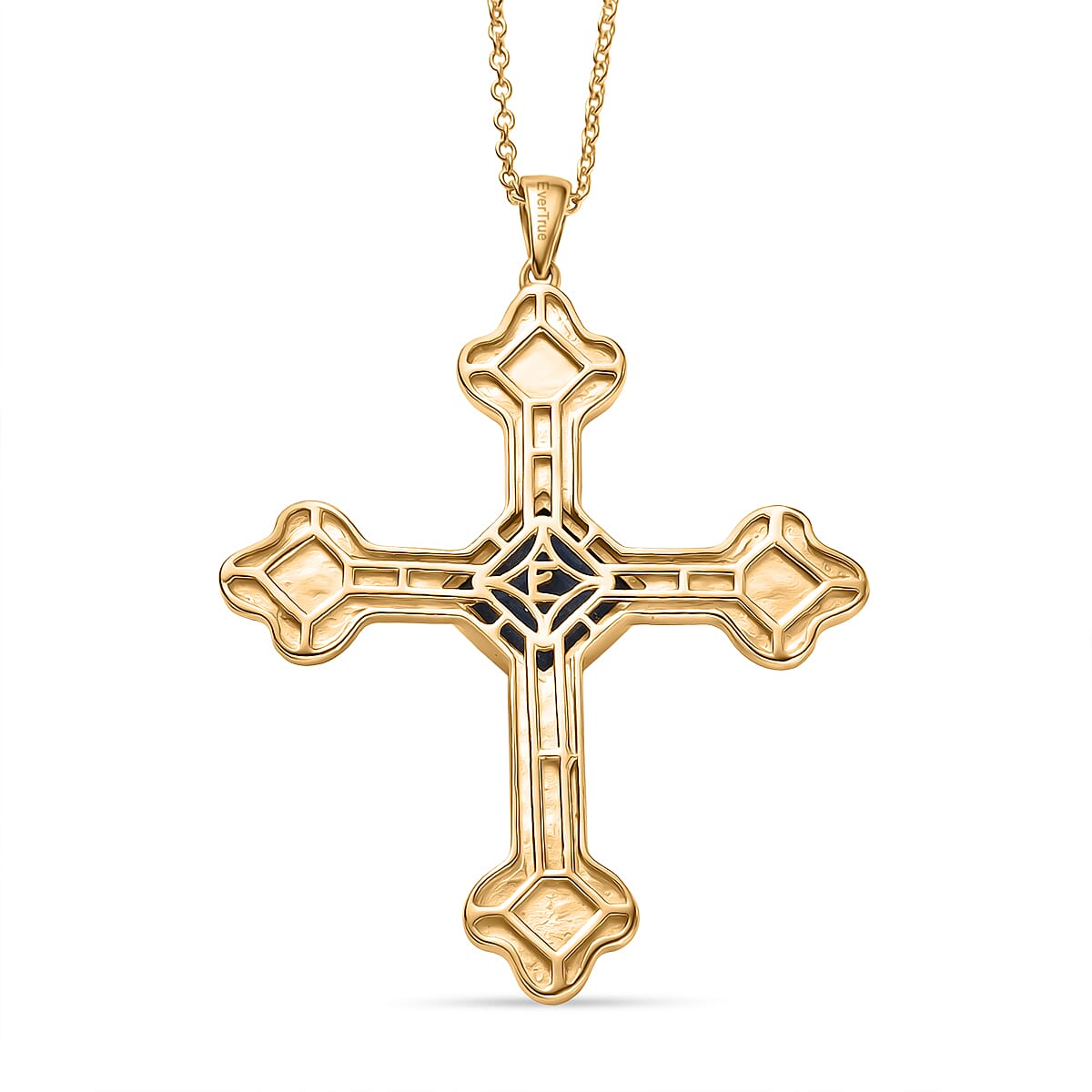 Lapis Lagoon Cross Pendant with Chain (Size - 20) in Yellow Gold Tone 7.17 Ct. V32699020 5