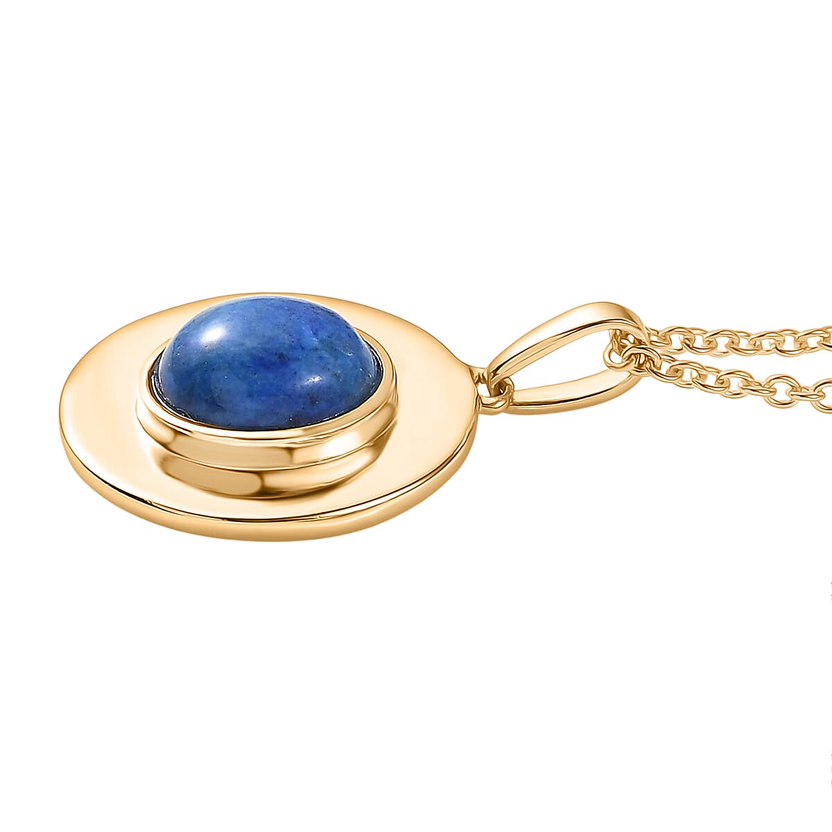 Lapis Lagoon Oval Disc Pendant with Chain (Size 20) in Yellow Gold Tone 3.43 Ct. 4431954 4