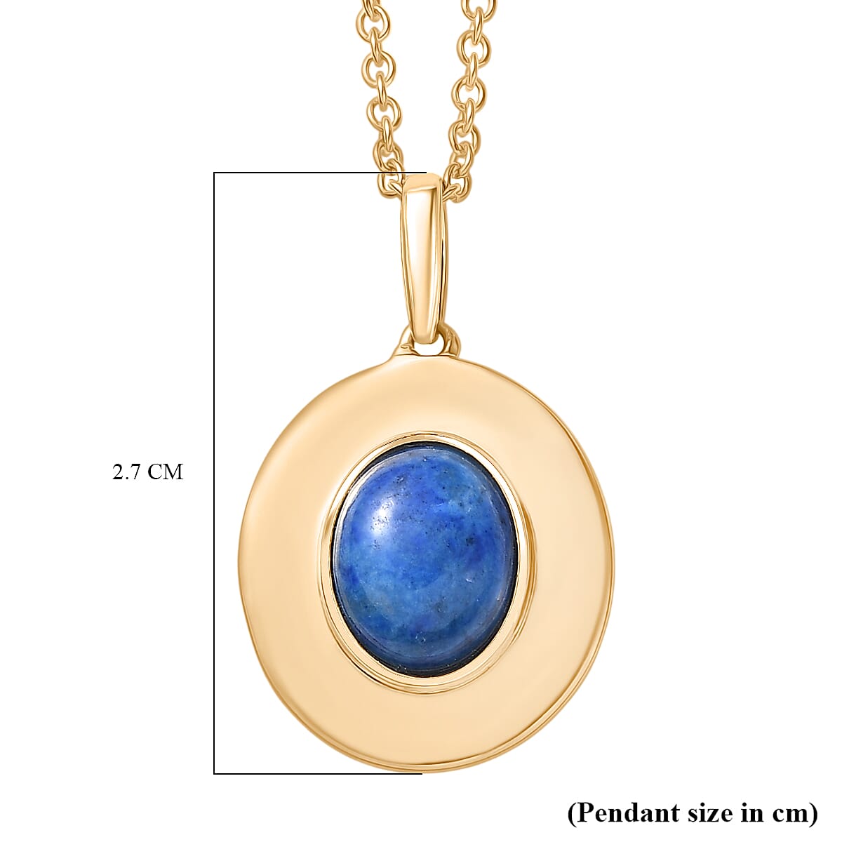 Lapis Lagoon Oval Disc Pendant with Chain (Size 20) in Yellow Gold Tone 3.43 Ct. 4431954 7
