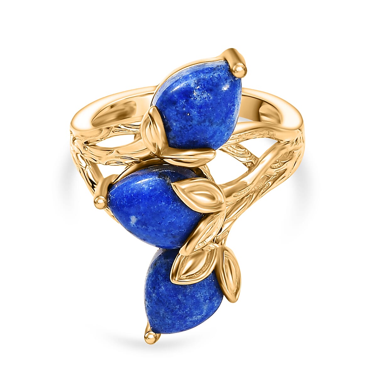 Lapis Lagoon Pear Cut Ring in Yellow Gold Tone 5.21 Ct. 8299908 0