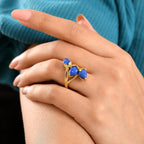 Lapis Lagoon Pear Cut Ring in Yellow Gold Tone 5.21 Ct.