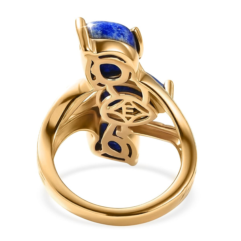 Lapis Lagoon Pear Cut Ring in Yellow Gold Tone 5.21 Ct.