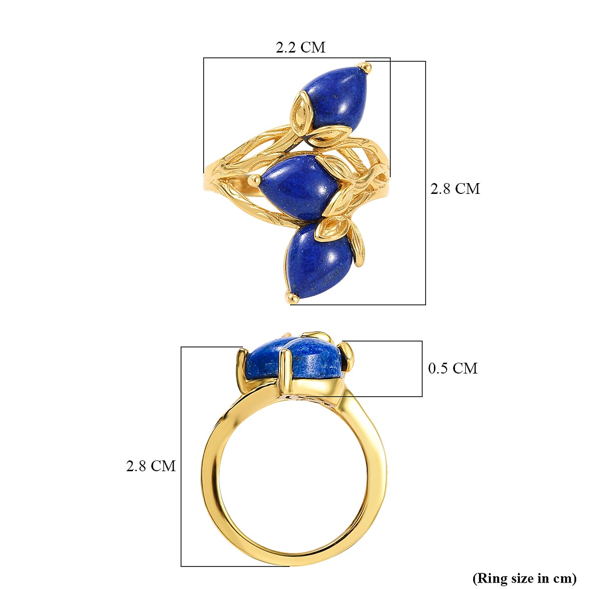 Lapis Lagoon Pear Cut Ring in Yellow Gold Tone 5.21 Ct. 8299908 6