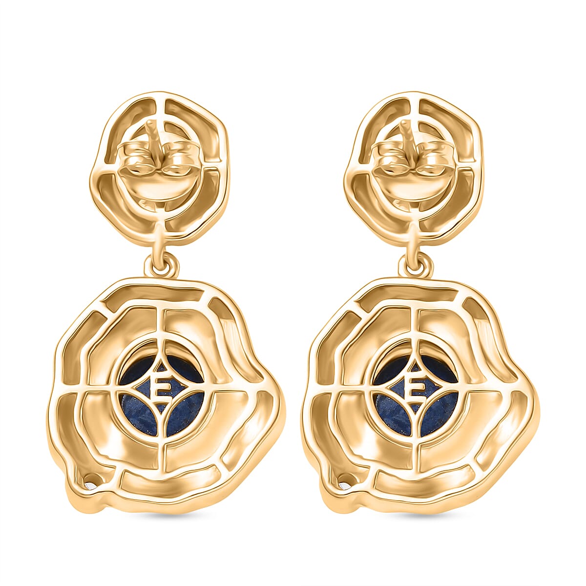 Lapis Lagoon &amp; White Zircon Earring with Push Back in Yellow Gold Tone 4.82 Ct. 8299838 5
