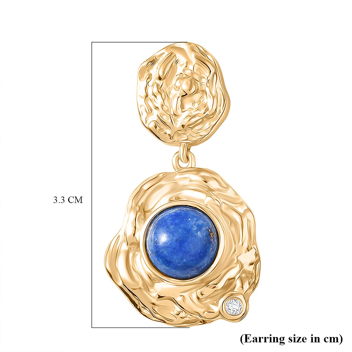 Lapis Lagoon &amp; White Zircon Earring with Push Back in Yellow Gold Tone 4.82 Ct. 8299838 6