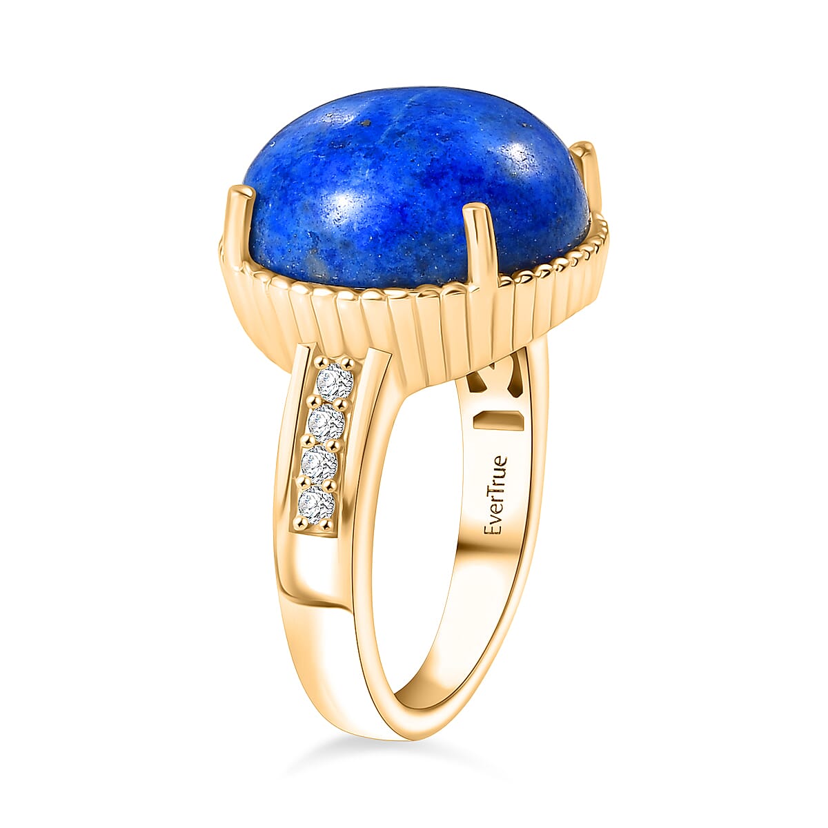 Lapis Lagoon, White Zircon Solitaire Ring in Yellow Gold Tone 11.52 Ct. 8300232 4