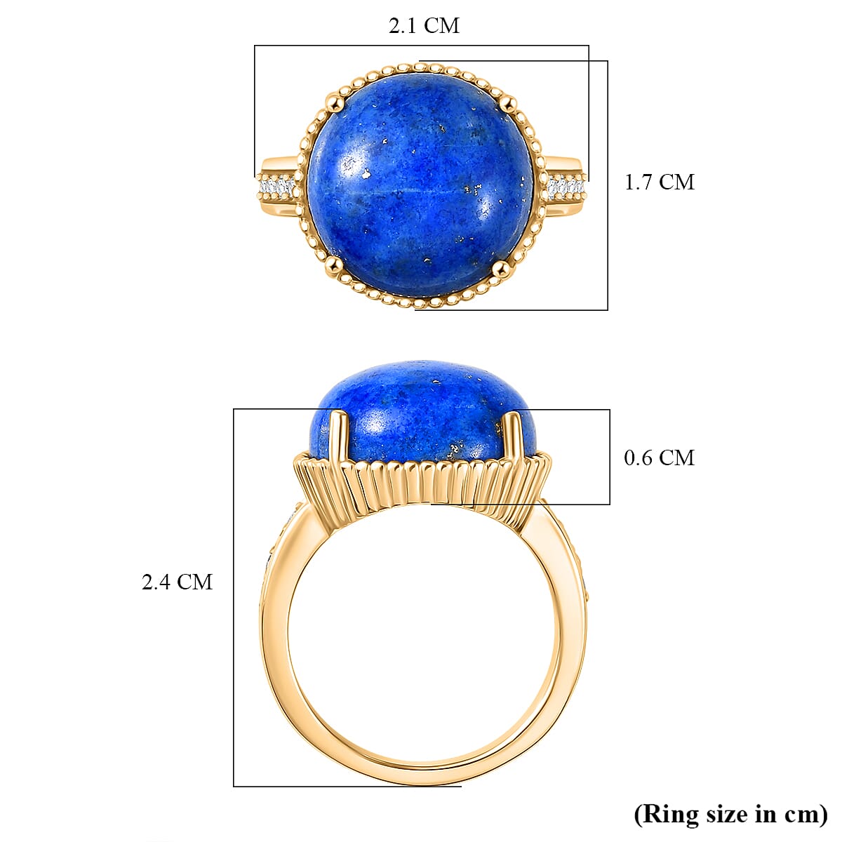 Lapis Lagoon, White Zircon Solitaire Ring in Yellow Gold Tone 11.52 Ct. 8300232 6