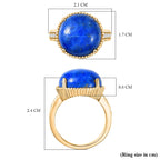 Lapis Lagoon & White Zircon Ring in Yellow Gold Tone 11.52 Ct.