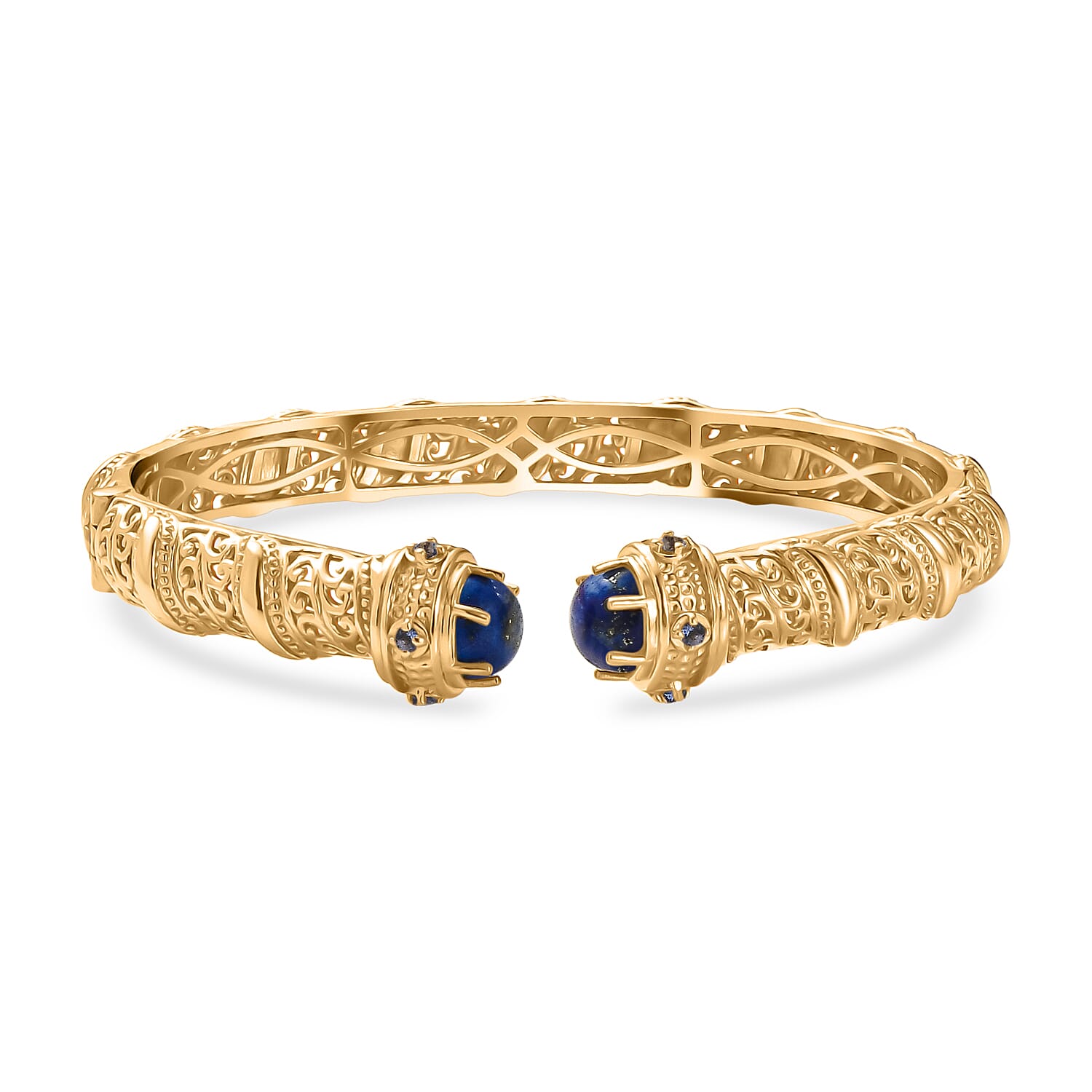 EverTrue Lapis Lazuli, Iolite Cuff Bangle (Size - 7.5) in Yellow Gold Plated 5.22 Ct. V32515057 0
