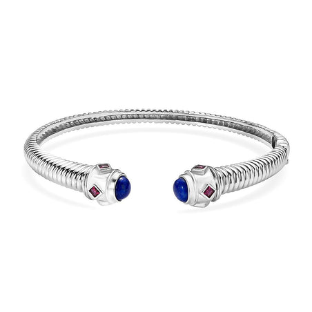 EverTrue Lapis Lazuli and Rhodolite Garnet Full Cuff Bangle (Size 7.5) 4.55 Ct. 8174004 1