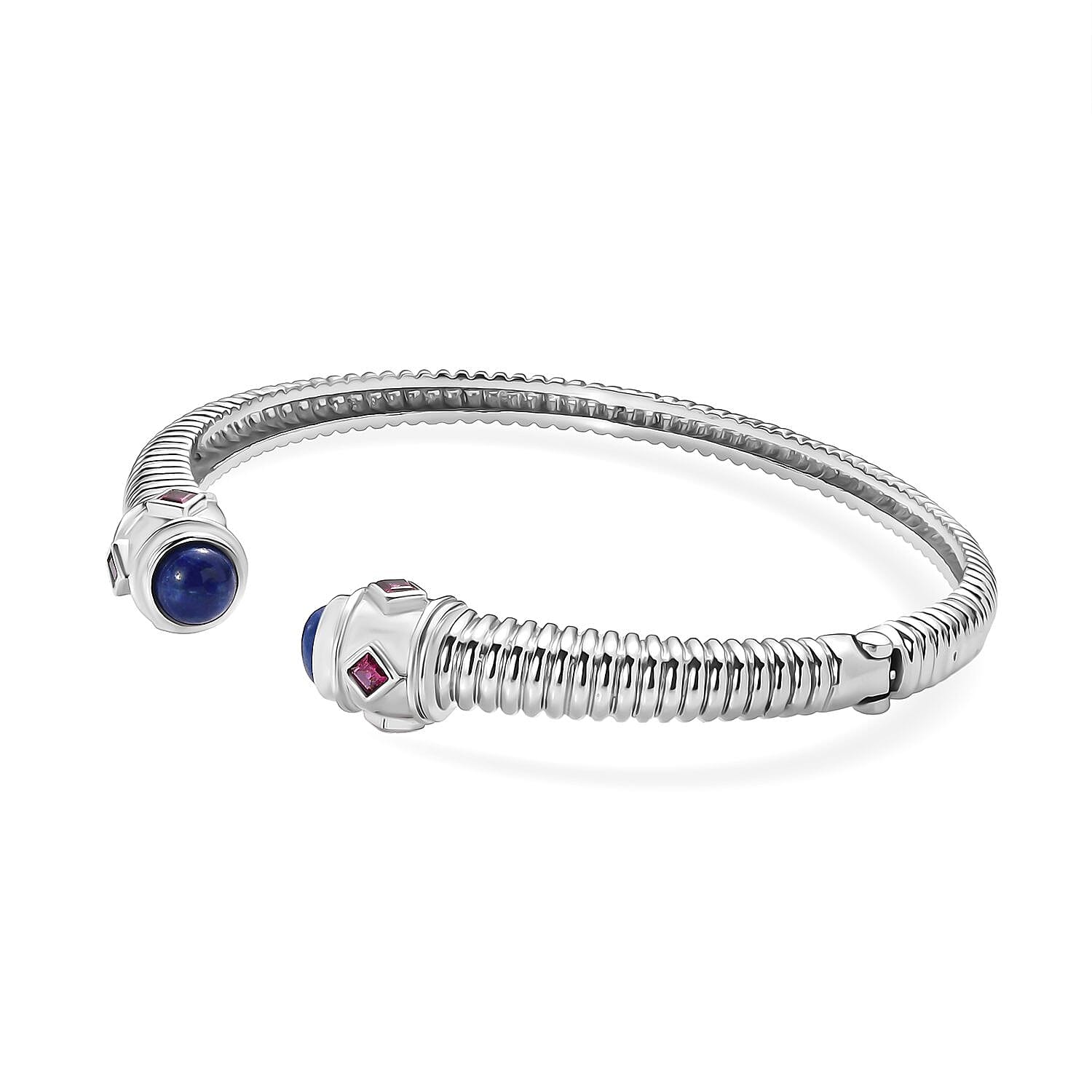 EverTrue Lapis Lazuli and Rhodolite Garnet Full Cuff Bangle (Size 7.5) 4.55 Ct. 8174004 3