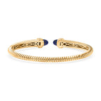EverTrue Lapis Lazuli & White Cubic Zirconia Cuff Bangle (Size -7.5) in Yellow Gold Tone 3.92 Ct.