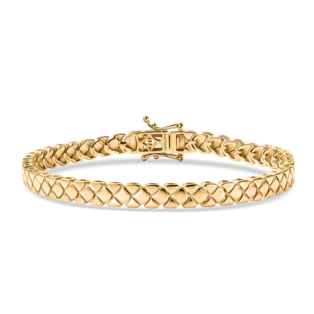 Bronzella Collection - EverTrue Fancy Linked Bracelet (Size - 7.5) in 18K Yellow Gold Plating