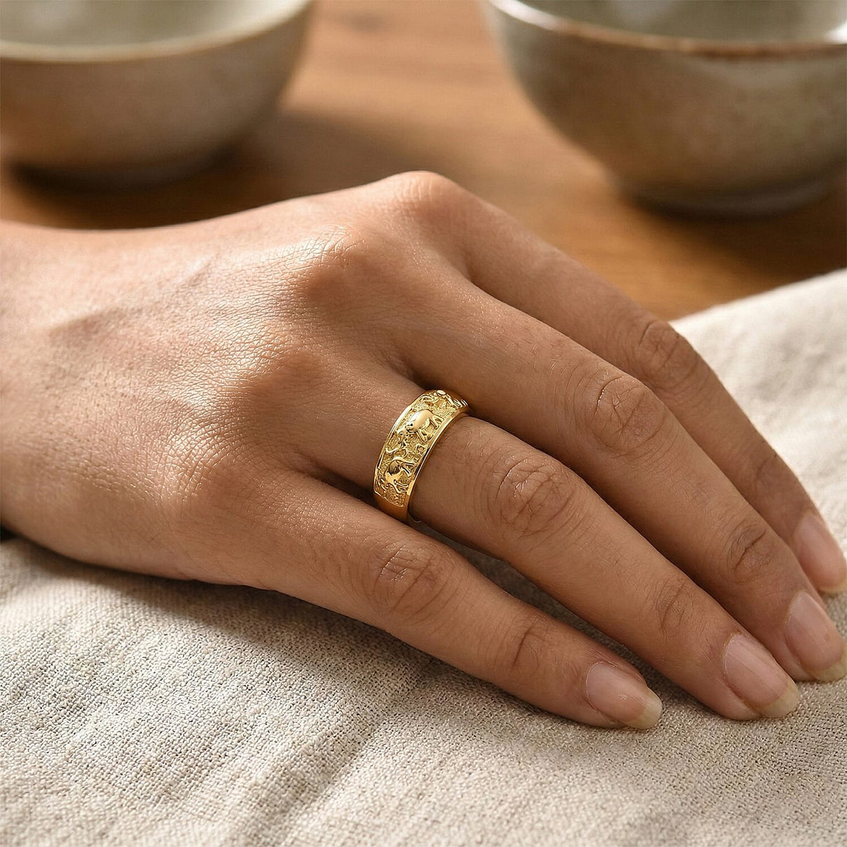 EverTrue Bronzella Collection - Elephant Band Ring in 18K Yellow Gold Plating 8486411 2